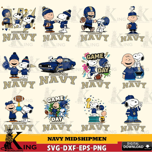 Navy Midshipmen Peanuts Football NCAA Bundle SVG, Cricut, Cut file  , Digital Download , Instant Download, Peanuts svg, NCAA svg, Football svg, Sport svg