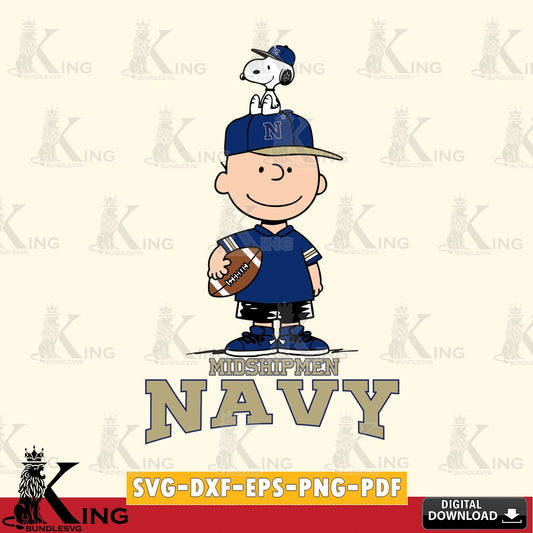 Navy Midshipmen Peanuts Football Rugby SVG, Cricut, Cut file  , Digital Download , Instant Download, Peanuts svg, NCAA svg, Football svg, Sport svg