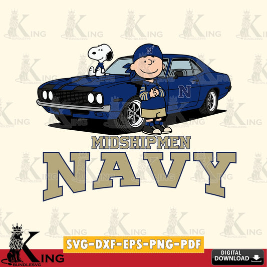 Navy Midshipmen Peanuts Muscle Car SVG, Cricut, Cut file  , Digital Download , Instant Download, Peanuts svg, NCAA svg, Football svg, Sport svg