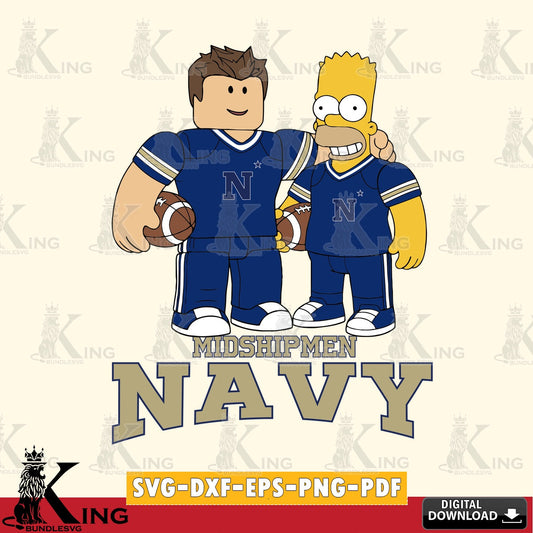 Navy Midshipmen Roblox & Homer Simpson Football SVG file , NCAA Cricut,  File cut , Digital Download , PDF File