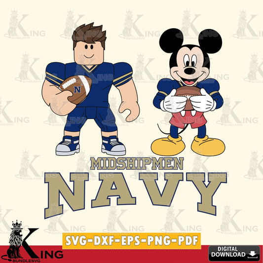 Navy Midshipmen Roblox & Mickey Football SVG file , NCAA Cricut,  File cut , Digital Download , PDF File