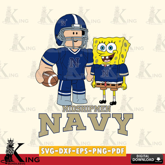 Navy Midshipmen Roblox & Spongebob Football SVG file , NCAA Cricut,  File cut , Digital Download , PDF File
