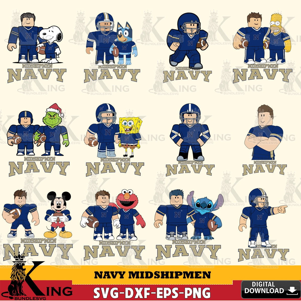 Navy Midshipmen Roblox With Friends football NCAA Bundle SVG file , NCAA Cricut,  File cut , Digital Download , PDF File