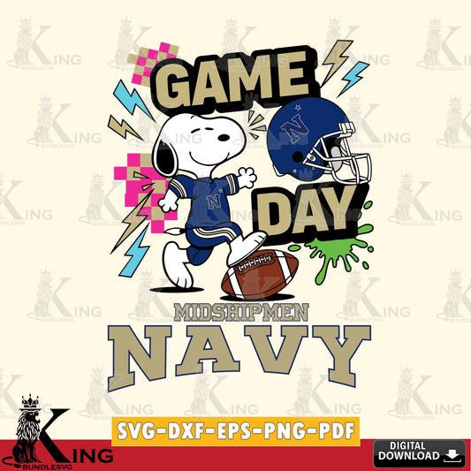 Navy Midshipmen Snoopy Game day SVG, Cricut, Cut file  , Digital Download , Instant Download, Peanuts svg, NCAA svg, Football svg, Sport svg