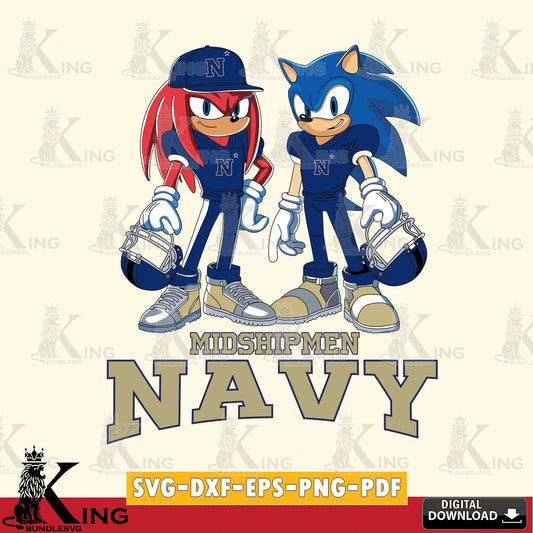 Navy Midshipmen Sonic And Knuckles Player Football SVG file, Vector , Digital Download , PDF File , Instant Download