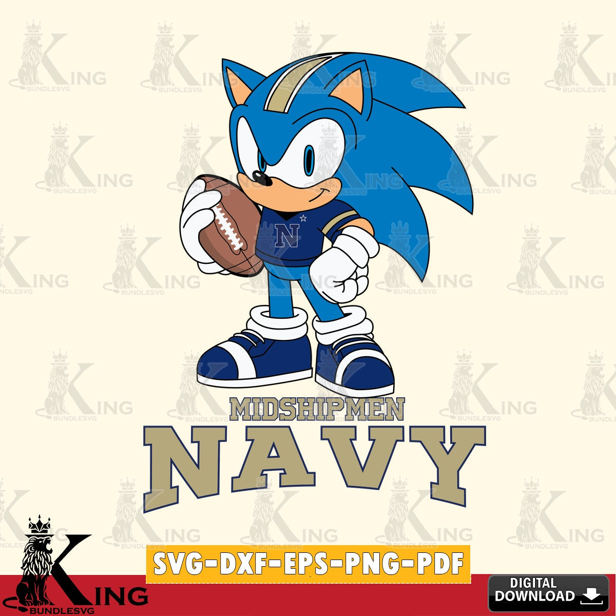 Navy Midshipmen Sonic Game Day Ready SVG file, Vector , Digital Download , PDF File , Instant Download