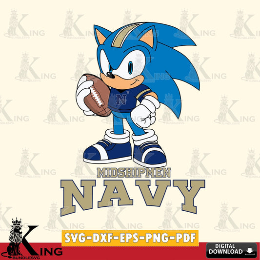 Navy Midshipmen Sonic Game Day Ready SVG file, Vector , Digital Download , PDF File , Instant Download