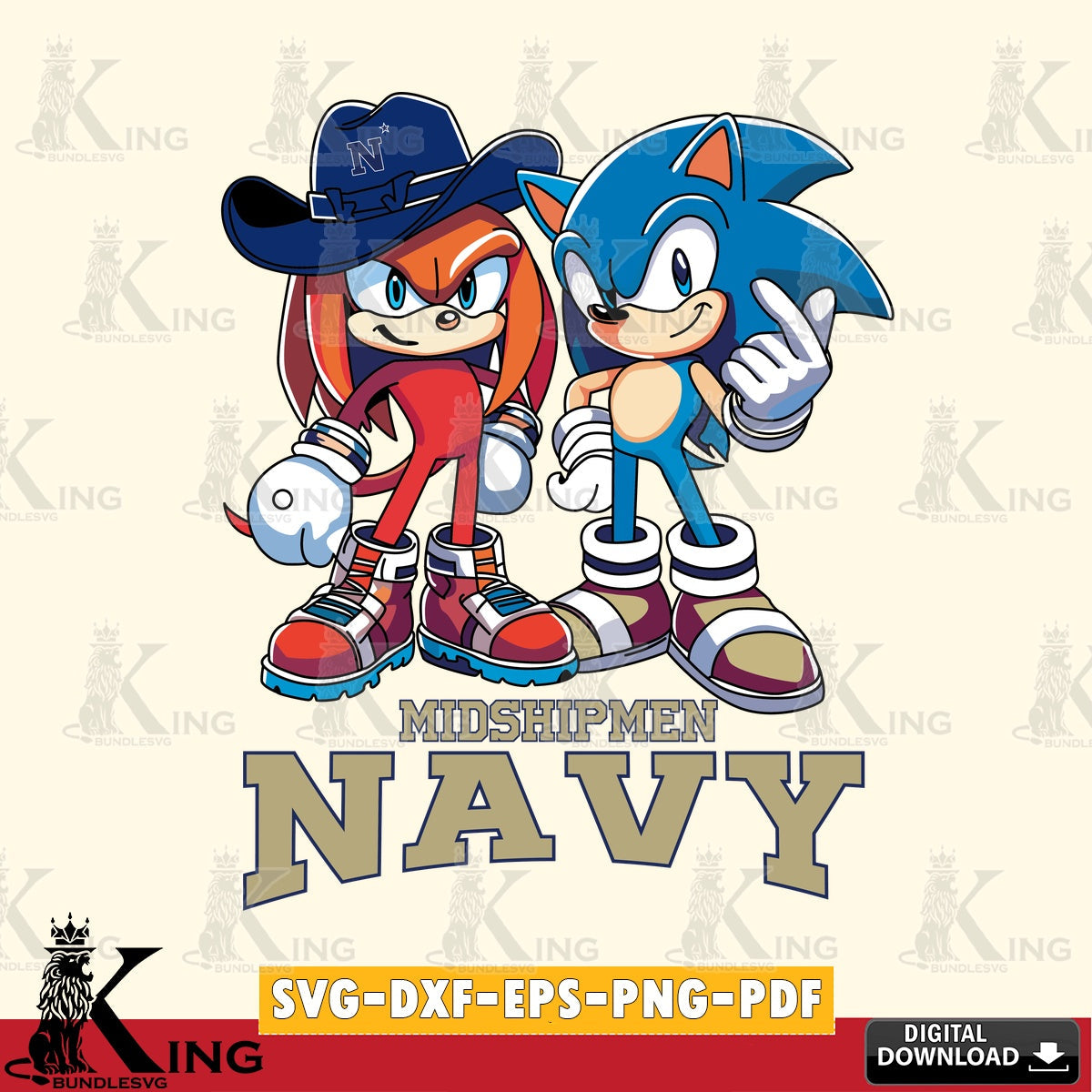 Detailed illustration of Navy Midshipmen Sonic & Knuckles Football Mascot digital clipart compatible with laser engraving and