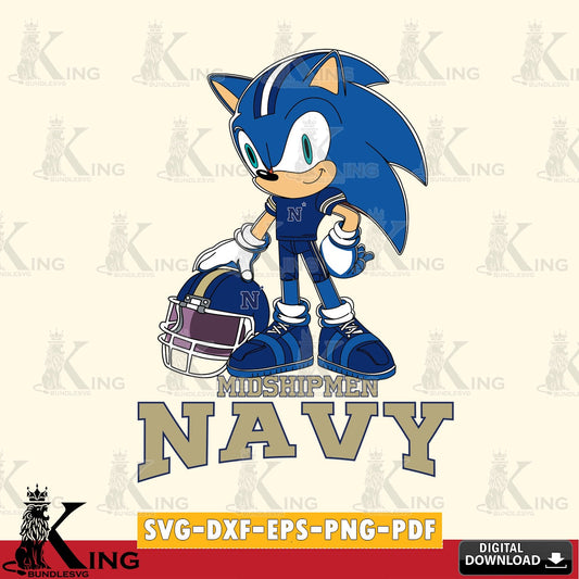 Detailed illustration of a Navy Midshipmen Sonic Player Football, printable vector design for sublimation and crafts