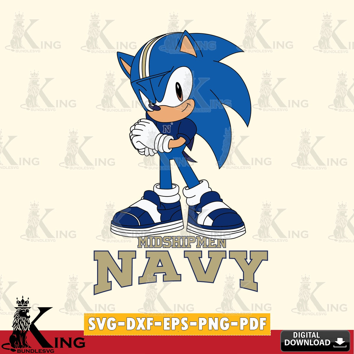 Creative design featuring a cute Navy Midshipmen Sonic Football SVG PNG files perfect for Cricut and Silhouette cutting