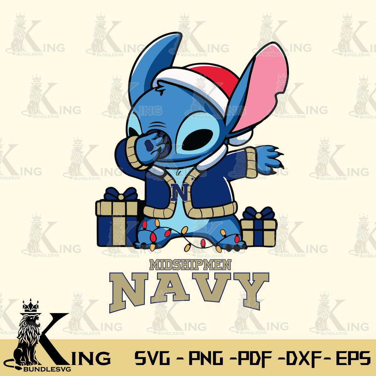 Navy Midshipmen Stitch Merry Christmas Svg Eps Dxf Png File, Digital Download