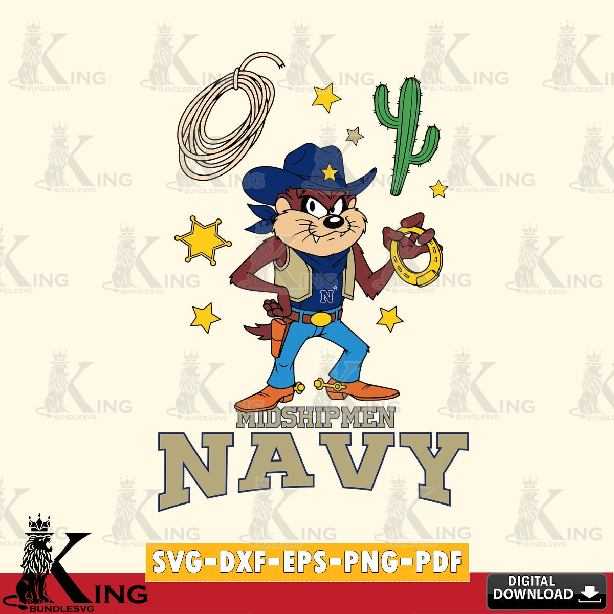 Navy Midshipmen Taz Cowboy Western SVG file, Cut file  , Digital Download , Instant Download, Taz svg, NCAA svg