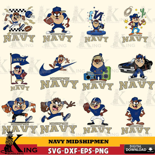Navy Midshipmen Taz Football NCAA Bundle SVG file, Cut file  , Digital Download , Instant Download, Taz svg, NCAA svg