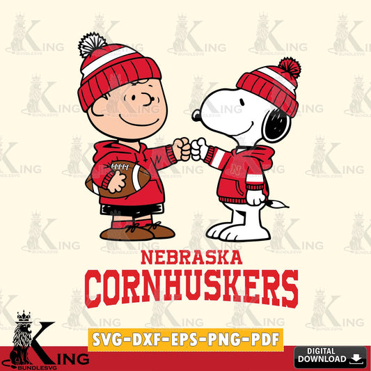 Nebraska Cornhuskers CharlieBrown Football Fist Bump SVG, Cricut, Cut file  , Digital Download , Instant Download, Peanuts svg, NCAA svg, Football svg, Sport svg