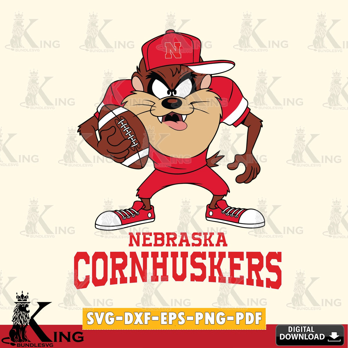 Nebraska Cornhuskers Đồng phục bóng đá Taz SVG file, Cut file  , Digital Download , Instant Download, Taz svg, NCAA svg