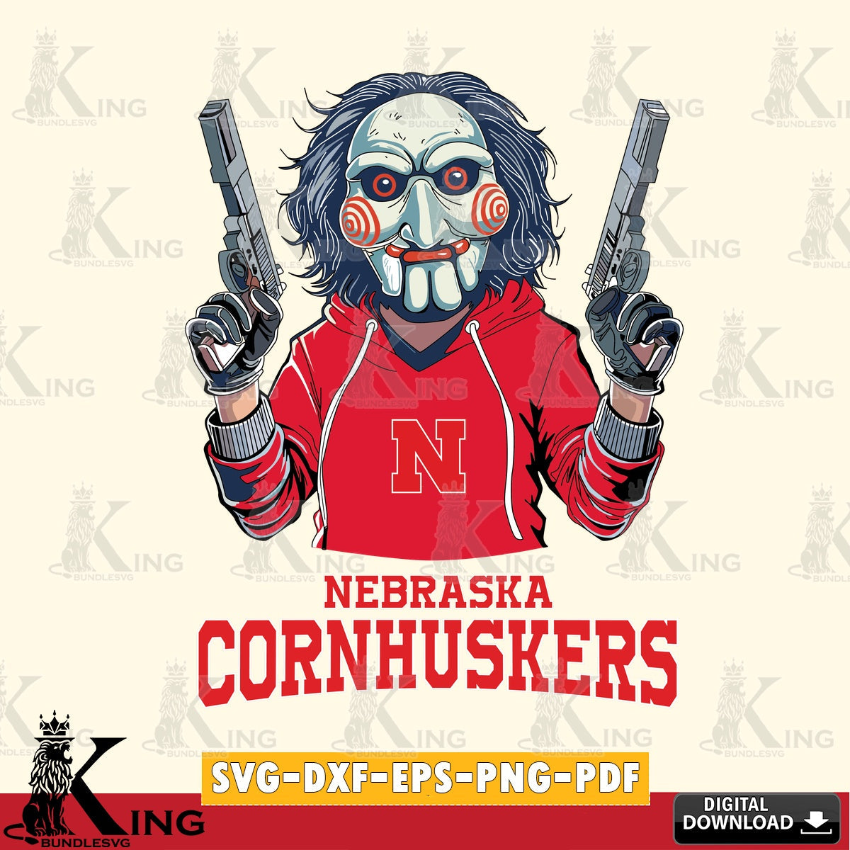 Stylish representation of Nebraska Cornhuskers Jigsaw Billy Football, a digital download for Cricut Maker and paper crafts.