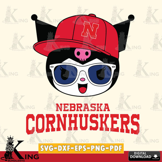 Nebraska Cornhuskers Kuromi Football Cool SVG file, Cricut, Cut file  , Digital Download , Instant Download, Sanrio svg, Clipart