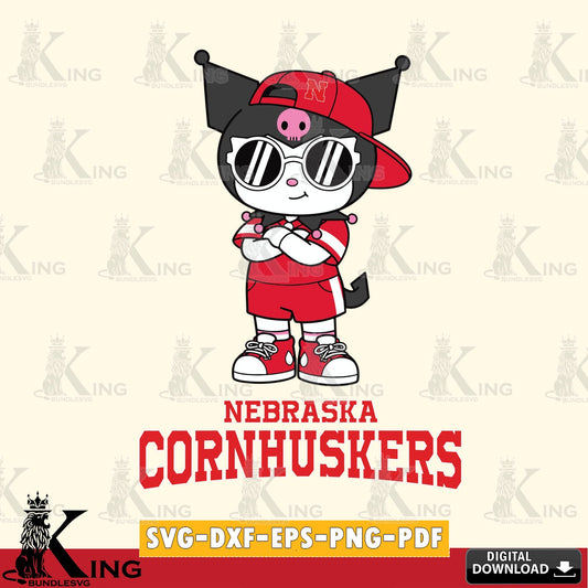 Nebraska Cornhuskers Kuromi Football Jersey SVG file, Cricut, Cut file  , Digital Download , Instant Download, Sanrio svg, Clipart