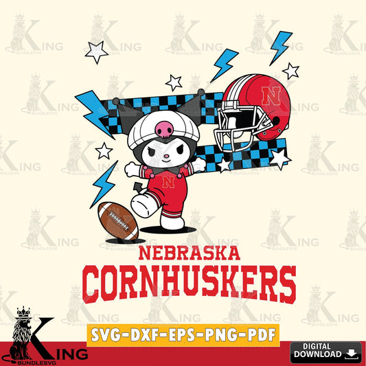 Nebraska Cornhuskers Kuromi Game Day SVG file, Cricut, Cut file  , Digital Download , Instant Download, Sanrio svg, Clipart