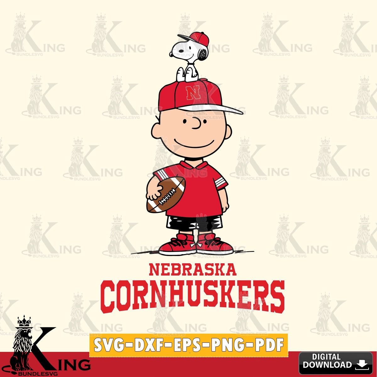 Nebraska Cornhuskers Peanuts Football Rugby SVG, Cricut, Cut file  , Digital Download , Instant Download, Peanuts svg, NCAA svg, Football svg, Sport svg