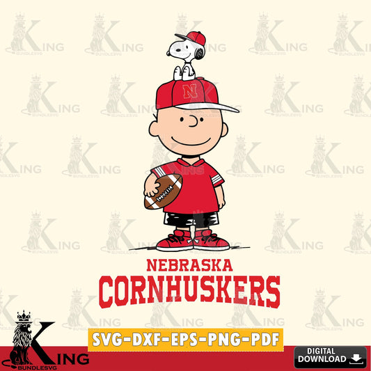Nebraska Cornhuskers Peanuts Football Rugby SVG, Cricut, Cut file  , Digital Download , Instant Download, Peanuts svg, NCAA svg, Football svg, Sport svg