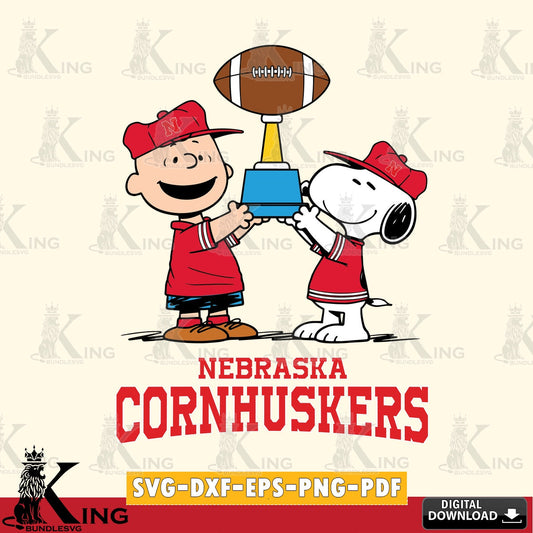 Nebraska Cornhuskers Peanuts Football Trophy SVG, Cricut, Cut file  , Digital Download , Instant Download, Peanuts svg, NCAA svg, Football svg, Sport svg
