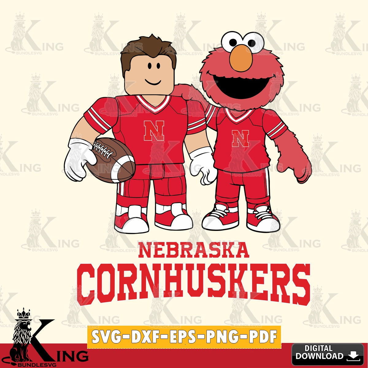 Nebraska Cornhuskers Roblox & Elmo Football SVG file , NCAA Cricut,  File cut , Digital Download , PDF File