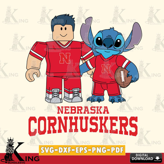 Nebraska Cornhuskers Roblox & Stitch Football SVG file , NCAA Cricut,  File cut , Digital Download , PDF File