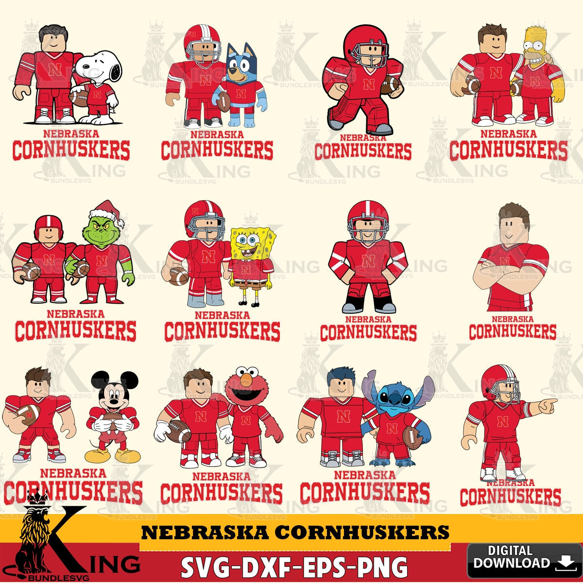 Nebraska Cornhuskers Roblox With Friends football NCAA Bundle SVG file , NCAA Cricut,  File cut , Digital Download , PDF File