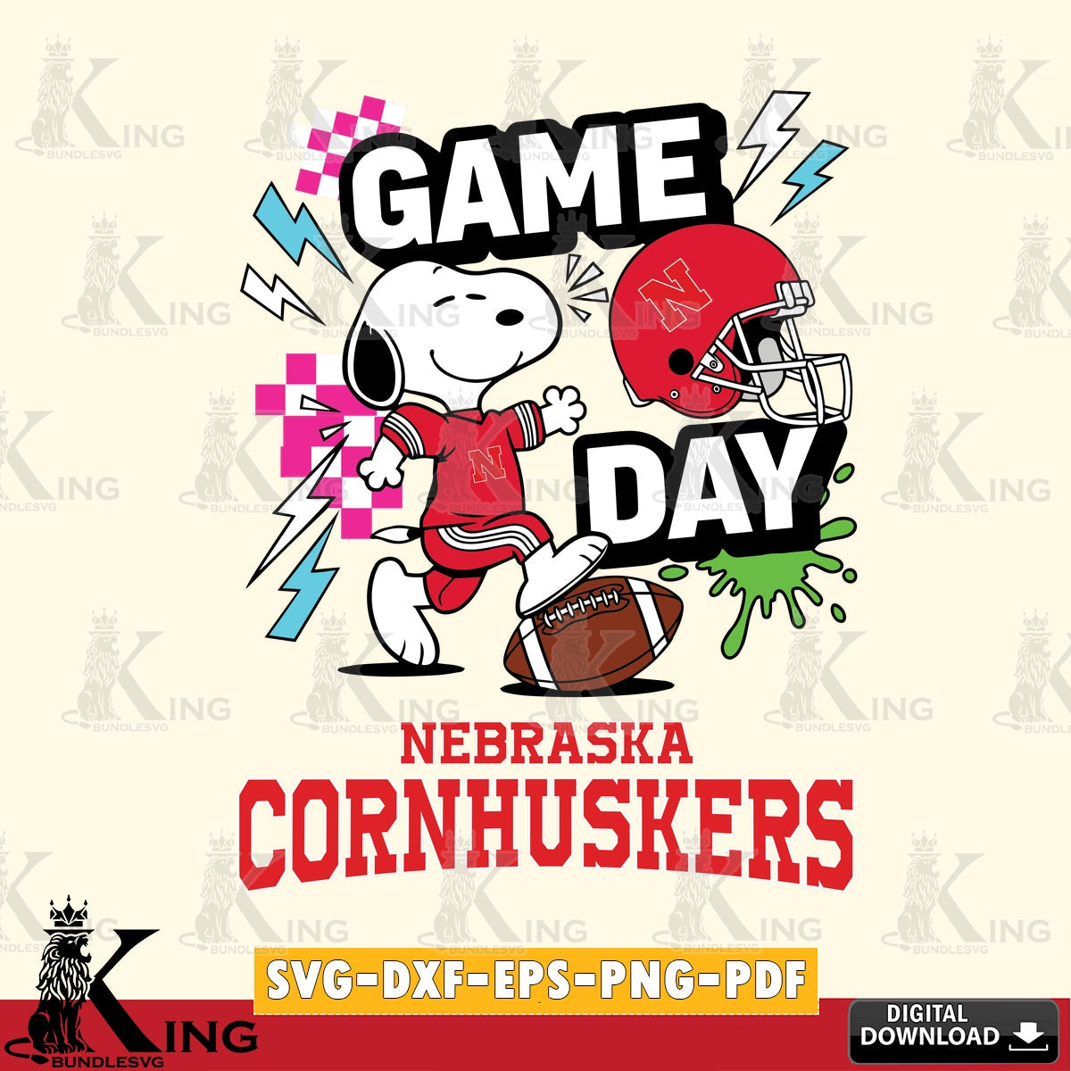 Nebraska Cornhuskers Snoopy Game day SVG, Cricut, Cut file  , Digital Download , Instant Download, Peanuts svg, NCAA svg, Football svg, Sport svg