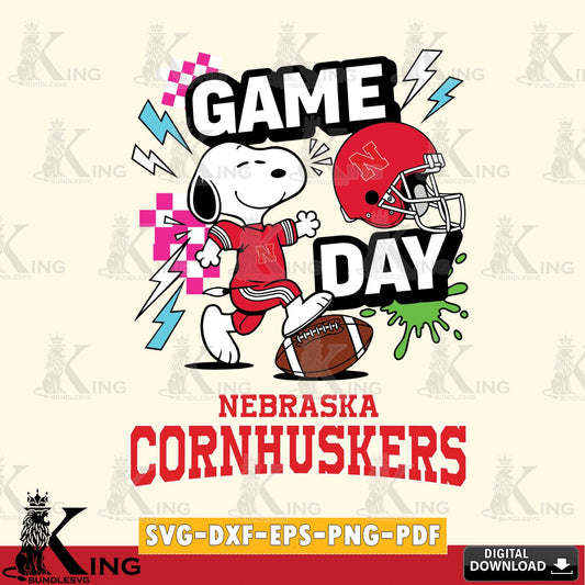 Nebraska Cornhuskers Snoopy Game day SVG, Cricut, Cut file  , Digital Download , Instant Download, Peanuts svg, NCAA svg, Football svg, Sport svg