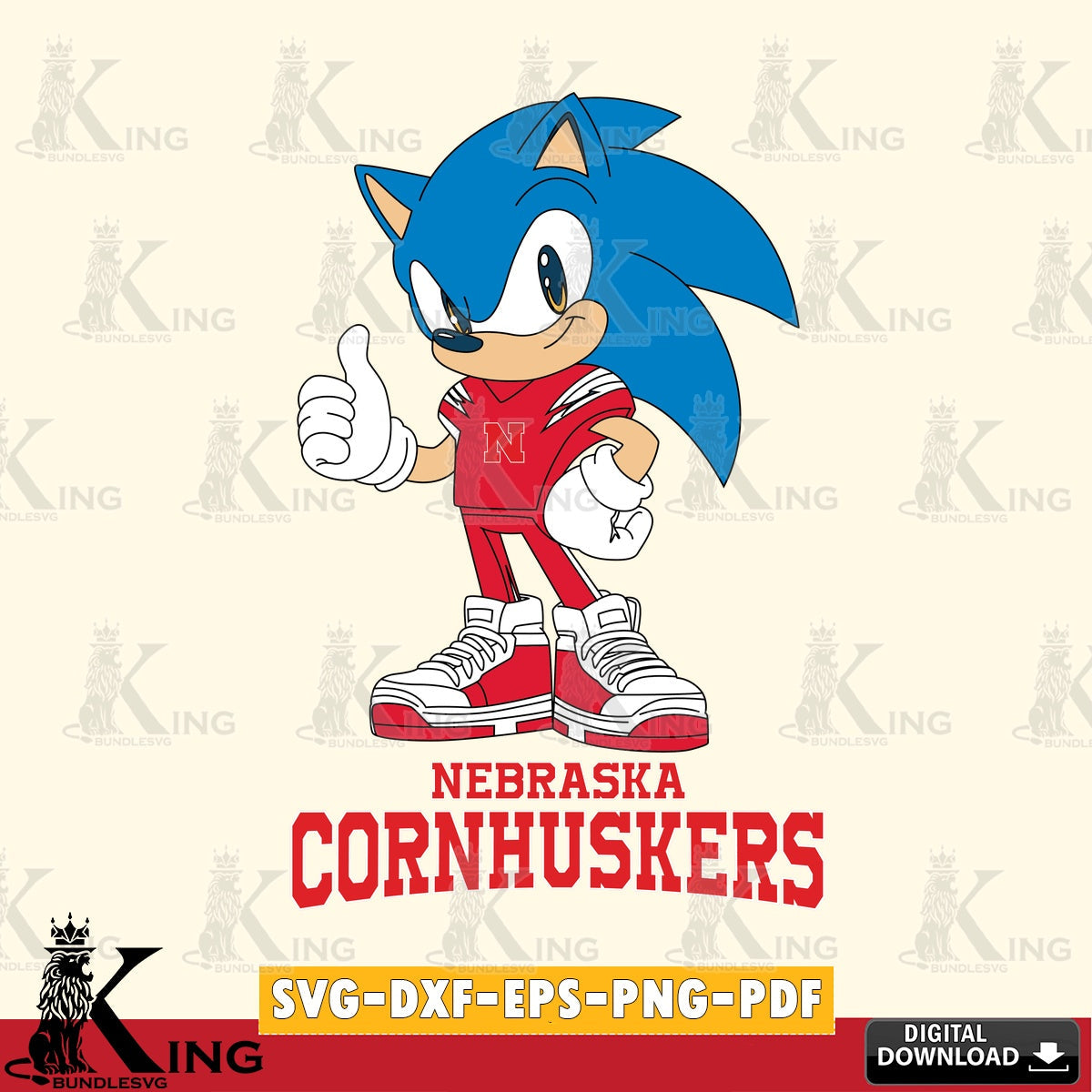 Nebraska Cornhuskers Sonic Like Football SVG file, Vector , Digital Download , PDF File , Instant Download