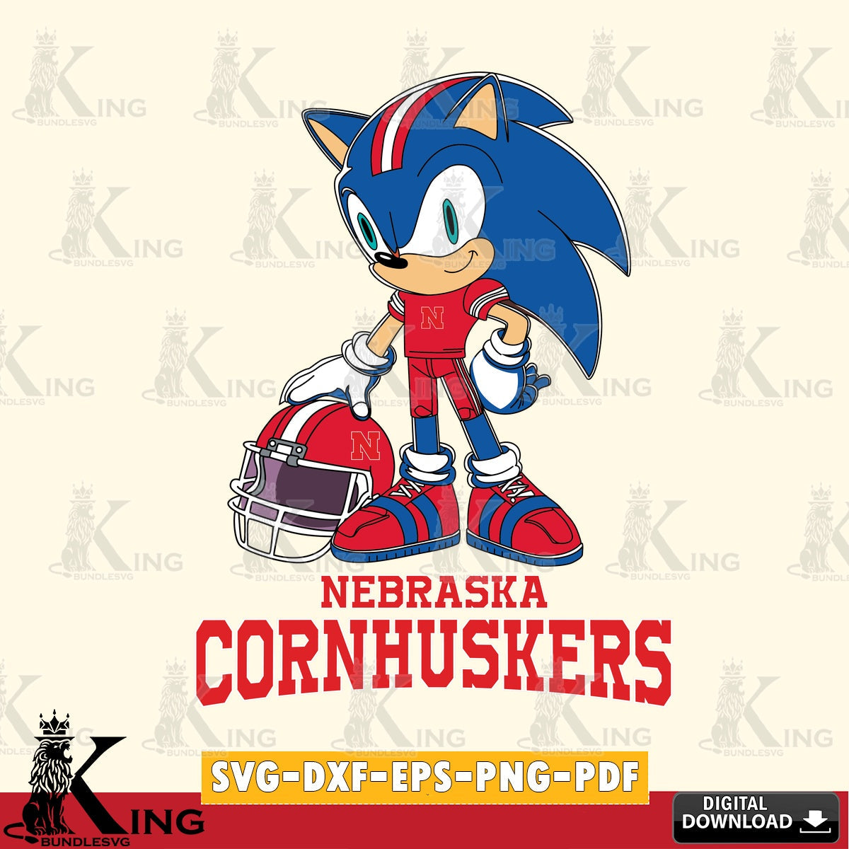 Unique artwork depicting a Nebraska Cornhuskers Sonic Player Football, high-quality vector for DIY scrapbooking and home decor
