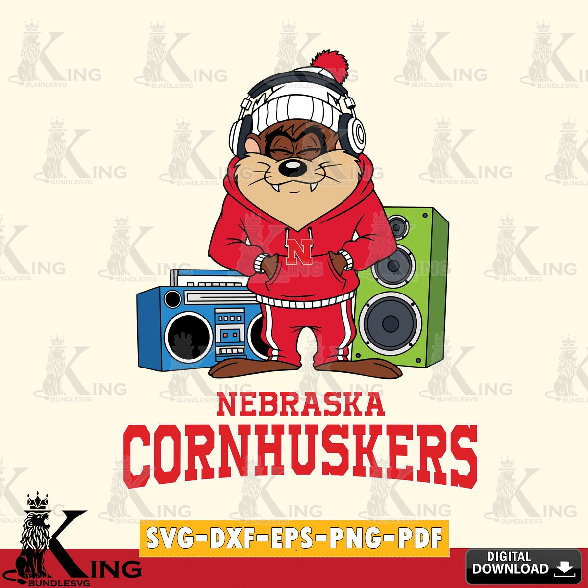 Nebraska Cornhuskers Taz Hip Hop SVG file, Cut file  , Digital Download , Instant Download, Taz svg, NCAA svg
