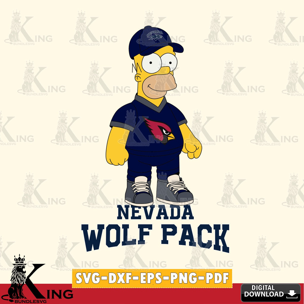 Jumbo collection of Nevada Wolf Pack Homer Simpson football NCAA cut file ideal for vinyl projects and T-shirt printing