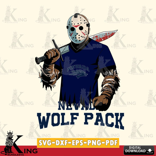 Premium pack containing Nevada Wolf Pack Jason Voorhees Football artwork digital download for Cricut Maker and paper crafts