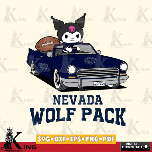 Nevada Wolf Pack Kuromi Car Football Game SVG file, Cricut, Cut file  , Digital Download , Instant Download, Sanrio svg, Clipart