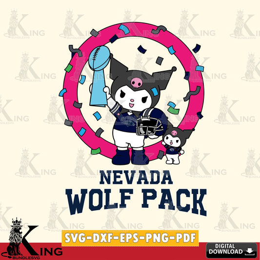 Nevada Wolf Pack Kuromi Football Champion SVG file, Cricut, Cut file  , Digital Download , Instant Download, Sanrio svg, Clipart