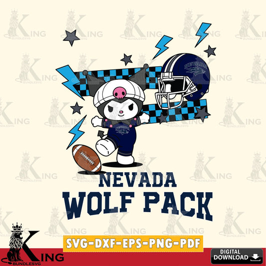 Nevada Wolf Pack Kuromi Game Day SVG file, Cricut, Cut file  , Digital Download , Instant Download, Sanrio svg, Clipart