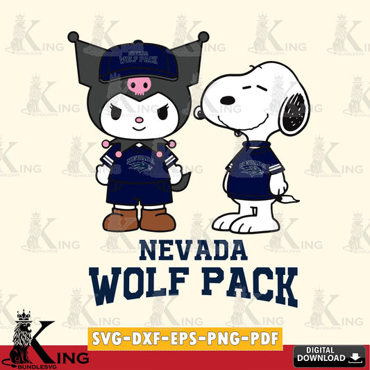 Nevada Wolf Pack Kuromi Snoopy Football SVG file, Cricut, Cut file  , Digital Download , Instant Download, Sanrio svg, Clipart