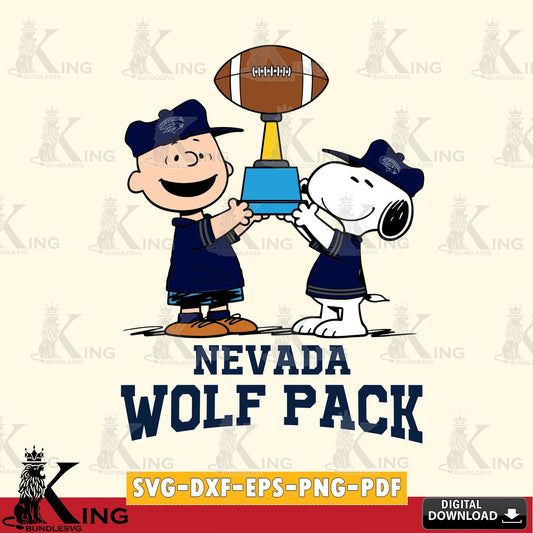 Nevada Wolf Pack Peanuts Football Trophy SVG, Cricut, Cut file  , Digital Download , Instant Download, Peanuts svg, NCAA svg, Football svg, Sport svg