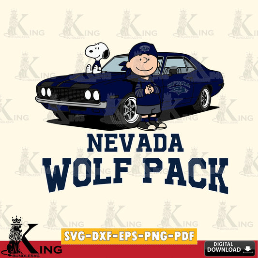 Nevada Wolf Pack Peanuts Muscle Car SVG, Cricut, Cut file  , Digital Download , Instant Download, Peanuts svg, NCAA svg, Football svg, Sport svg