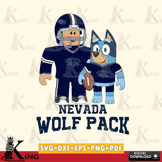 Nevada Wolf Pack Roblox & Bluey Football SVG file , NCAA Cricut,  File cut , Digital Download , PDF File