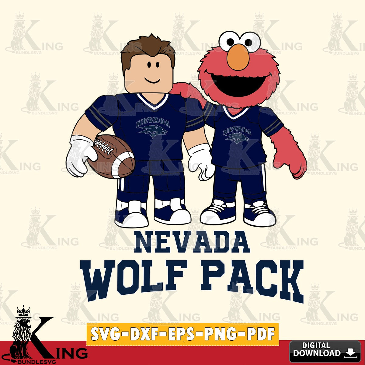Nevada Wolf Pack Roblox & Elmo Football SVG file , NCAA Cricut,  File cut , Digital Download , PDF File