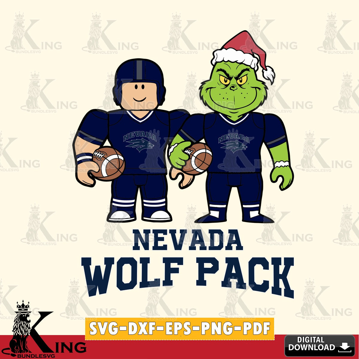 Nevada Wolf Pack Roblox & Grinch Football SVG file , NCAA Cricut,  File cut , Digital Download , PDF File