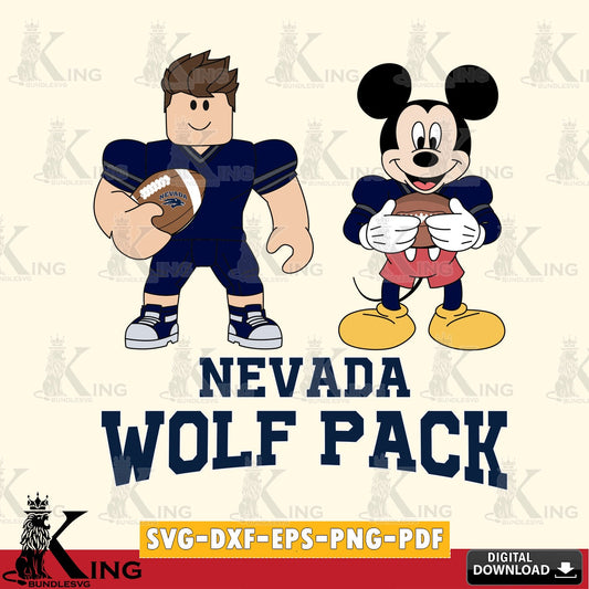 Nevada Wolf Pack Roblox & Mickey Football SVG file , NCAA Cricut,  File cut , Digital Download , PDF File