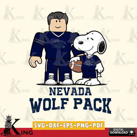 Premium pack containing Nevada Wolf Pack Roblox and Snoopy football NCAA file cut, digital download for Cricut Maker and paper