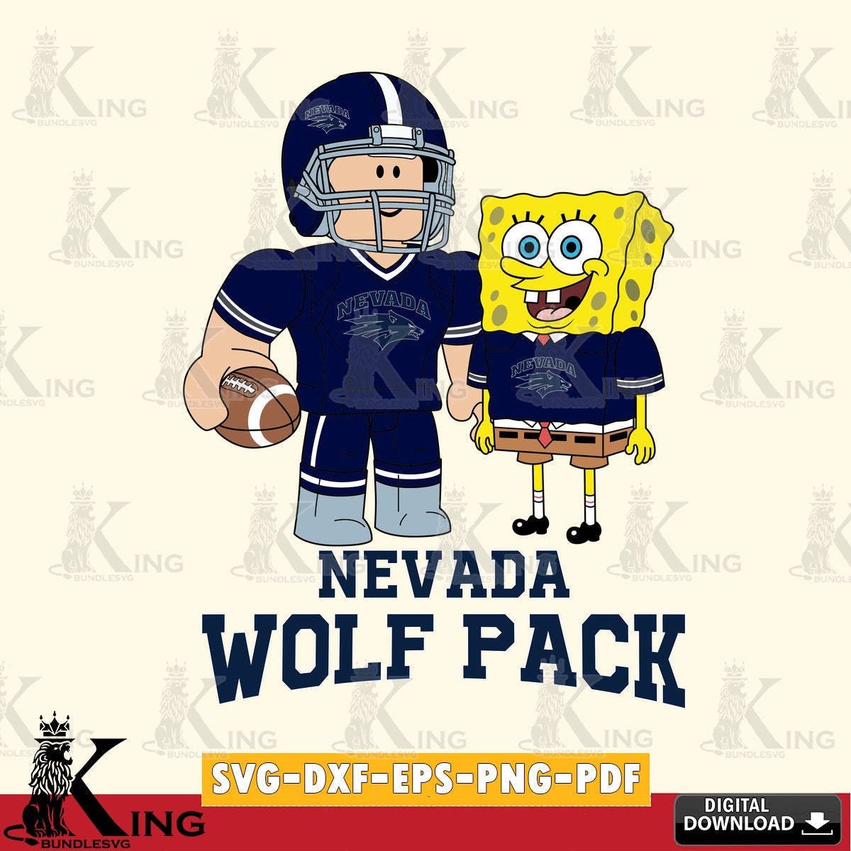 Nevada Wolf Pack Roblox & Spongebob Football SVG file , NCAA Cricut,  File cut , Digital Download , PDF File