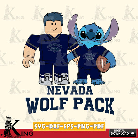 Massive pack of Nevada Wolf Pack Roblox Stitch Football NCAA Cricut printable vector design for sublimation and crafts
