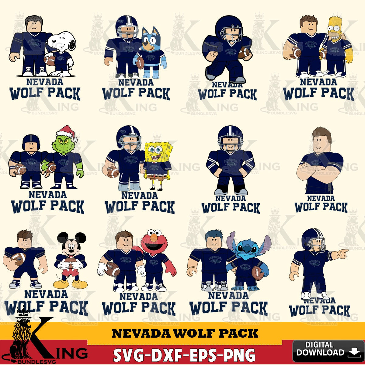 Nevada Wolf Pack Roblox With Friends football NCAA Bundle SVG file , NCAA Cricut,  File cut , Digital Download , PDF File